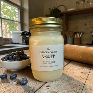 16oz Blueberry Cobbler Mason Jar Candle | Hand Poured Soy Candle | Bakery